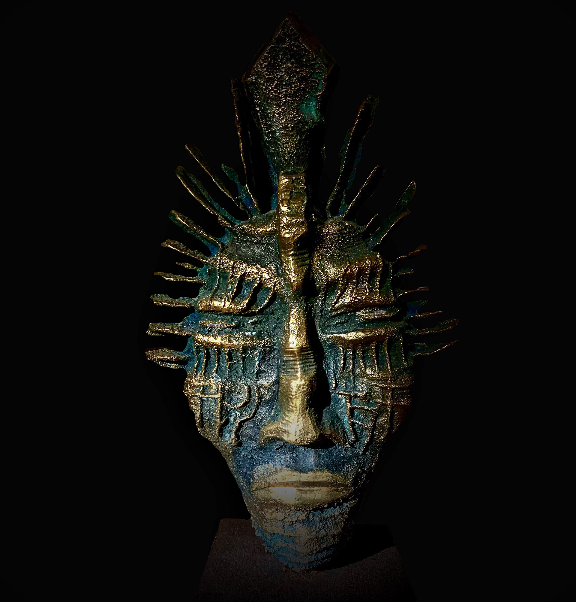 Sculpture en bronze, "Le Massaï Bleu" créée par le duo de sculptrices Les Hélènes à Antibes - Pièce unique