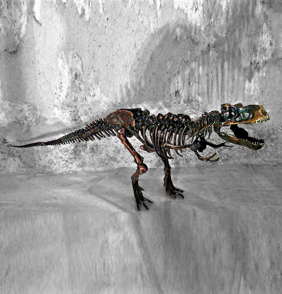 T-rex Sculpture Bronze, créée par le duo de sculptrices Les Hélènes à Antibes - Pièce unique