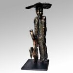 Sculpture bronze -sculpture animalière- Les Hélènes -sculpture Antibes - Pièce unique - intitulée "Elle et son animal imaginaire"
