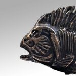 Sculpture bronze - piranha - poisson - Les Hélènes - Antibes - Pièce unique