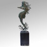 sea horse sculpture hippocampe- Bronze créée par Les Hélènes, sculpture Antibes, French Riviera.