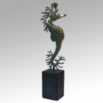 sea horse sculpture hippocampe- Bronze créée par Les Hélènes, sculpture Antibes, French Riviera.