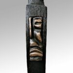 Tiki- totem art contemporain- totem art - Sculpture murale bois -sculpture bronze - Les Hélènes - Sculpture Antibes